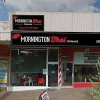 Mornington Thai Restaurant exterior storefront with black facade and red-script signage during the day
